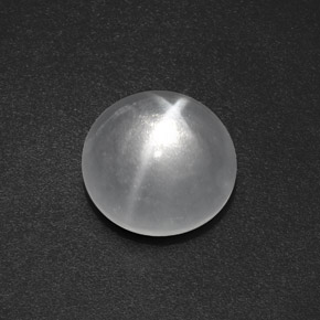 Cuarzo Ojo de Gato Blanco claro natural de 7.57 ct, Corte Redondo, Transparente