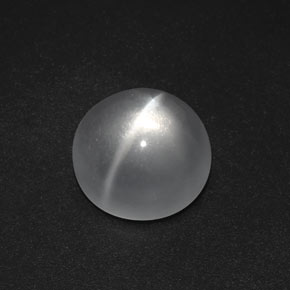 Cuarzo Ojo de Gato Blanco natural de 7.26 ct, Corte Redondo, Transparente