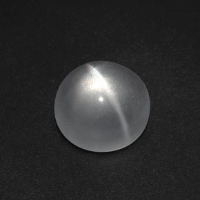 Cuarzo Ojo de Gato Blanco natural de 7.26 ct, Corte Redondo, Transparente