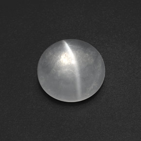 Cuarzo Ojo de Gato Blanco natural de 7.72 ct, Corte Redondo, Transparente