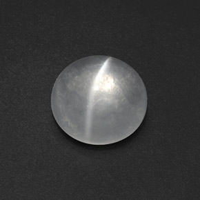 Cuarzo Ojo de Gato Blanco natural de 7.72 ct, Corte Redondo, Transparente