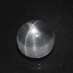Quartz cat's eye blanco natural de 6,95 ct, corte redondo, transparente