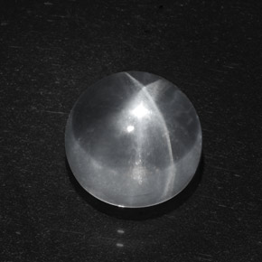 Quartz cat's eye blanco natural de 6,95 ct, corte redondo, transparente