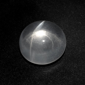 Cuarzo Ojo de Gato Blanco natural de 6.60 ct, Corte Redondo, Transparente