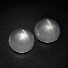 Gemas de quartz cat's eye blanco natural de  ct, corte redondo, transparente