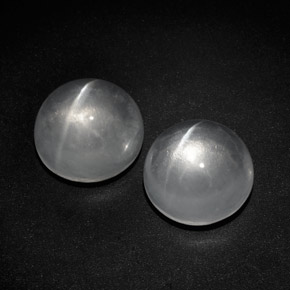 Gemas de quartz cat's eye blanco natural de  ct, corte redondo, transparente