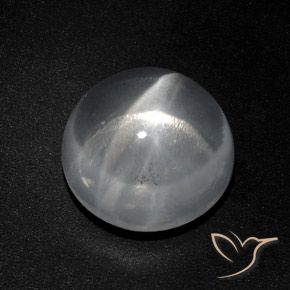 9.40ct Natural Blanco claro Cuarzo Ojo de Gato, Redondo, Transparente