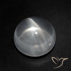 Cuarzo Ojo de Gato Blanco claro natural de 9.40 ct, Redondo, Transparente
