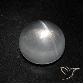 7.77ct Natural Blanco claro Cuarzo Ojo de Gato, Redondo, Transparente