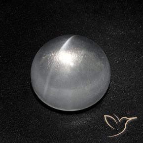 Cuarzo Ojo de Gato Blanco claro natural de 7.77 ct, Redondo, Transparente