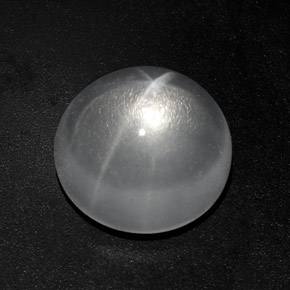 Cuarzo Ojo de Gato Blanco natural de 9.41 ct, Corte Redondo, Transparente