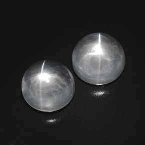 Gemas de Cuarzo Ojo de Gato Blanco claro natural de 10.31 ct, Corte Redondo, Transparente
