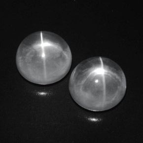 Gemas de quartz cat's eye blanco natural de 9,41 ct, corte redondo, transparente