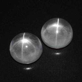 Gemas de quartz cat's eye blanco natural de 9,41 ct, corte redondo, transparente