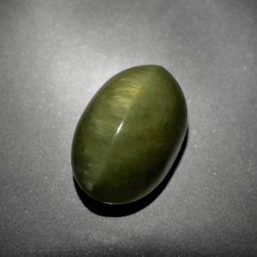 Quartz cat's eye verde natural de 10,21 ct, corte óvalo, opaco
