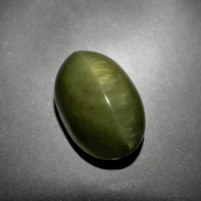 Quartz cat's eye verde natural de 10,21 ct, corte óvalo, opaco
