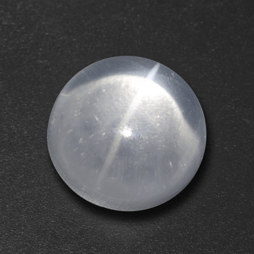 Cuarzo Ojo de Gato Blanco natural de 7.27 ct, Corte Redondo, Transparente