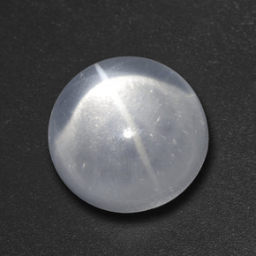 Cuarzo Ojo de Gato Blanco natural de 7.27 ct, Corte Redondo, Transparente