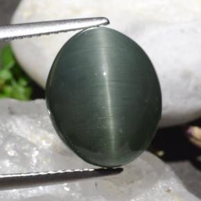 Cuarzo Ojo de Gato Verde medio natural de 9.50 ct, Corte Óvalo, Opaco