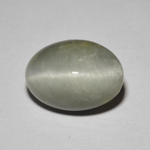 Cuarzo Ojo de Gato Gris verdoso pálido natural de 3.65 ct, Corte Óvalo, Opaco