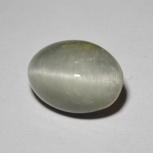 Cuarzo Ojo de Gato Gris verdoso pálido natural de 3.65 ct, Corte Óvalo, Opaco