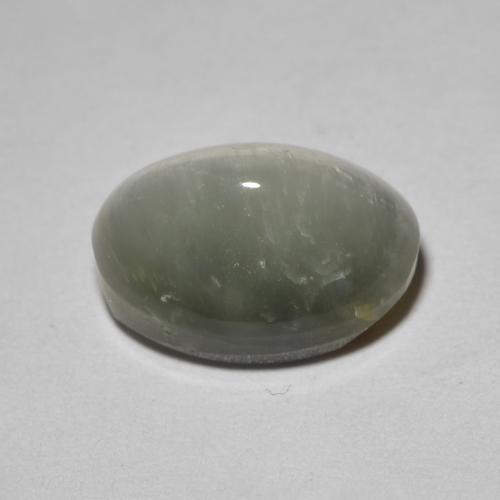 Cuarzo Ojo de Gato Gris verdoso pálido natural de 3.65 ct, Corte Óvalo, Opaco