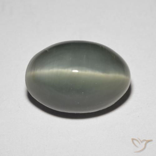 4.76ct Natural Gris verdoso Cuarzo Ojo de Gato, Ovalada, Opaco