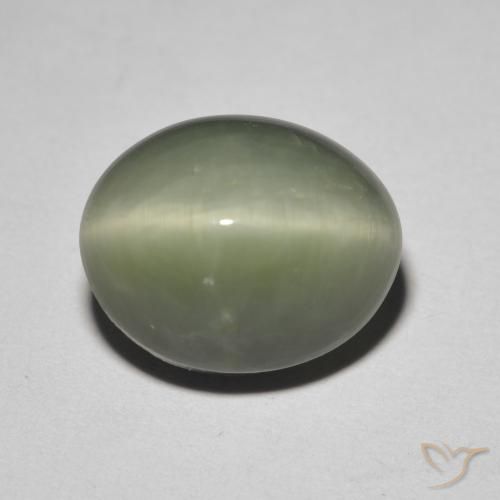 Quartz cat's eye verde natural de 5,26 ct, corte óvalo, opaco