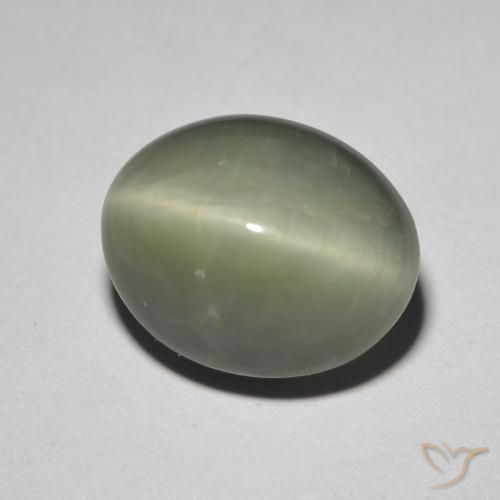 Quartz cat's eye verde natural de 5,26 ct, corte óvalo, opaco