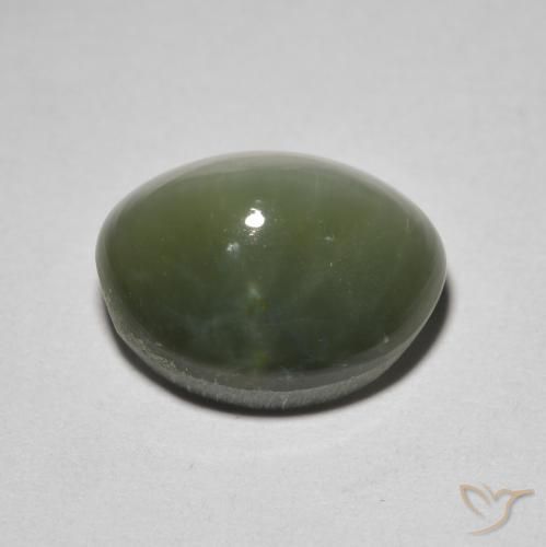 Quartz cat's eye verde natural de 5,26 ct, corte óvalo, opaco