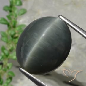 Cuarzo Ojo de Gato Gris oscuro natural de 8.57 ct, Corte Óvalo, Opaco
