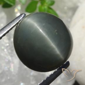 Cuarzo Ojo de Gato Gris oscuro natural de 6.82 ct, Ovalada, Opaco