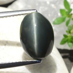 Quartz cat's eye verde natural de 5,06 ct, corte óvalo, opaco