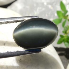 Quartz cat's eye verde natural de 5,06 ct, corte óvalo, opaco