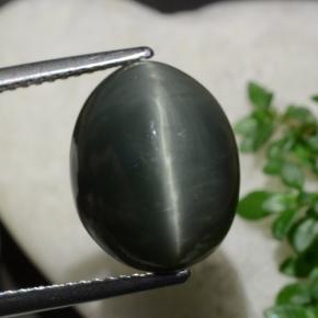 Cuarzo Ojo de Gato Verde natural de 10.28 ct, Corte Óvalo, Opaco