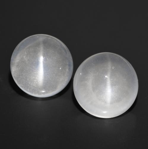 Gemas de quartz cat's eye blanco natural de 13,12 ct, corte redondo, transparente