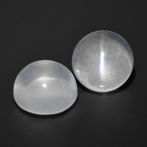 Gemas de quartz cat's eye blanco natural de 13,12 ct, corte redondo, transparente