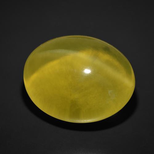 Cuarzo Ojo de Gato Amarillo medio natural de 169.73 ct, Ovalada, Transparente