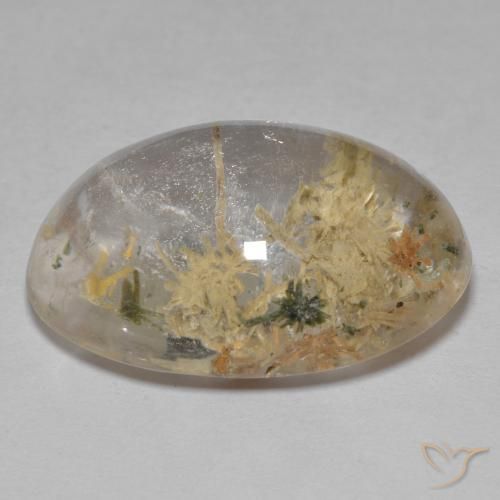 Cuarzo con hedenbergita Multicolor natural de 19.85 ct, Ovalada, Transparente