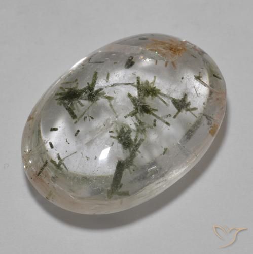 Cuarzo con hedenbergita Multicolor natural de 20.92 ct, Ovalada, Transparente