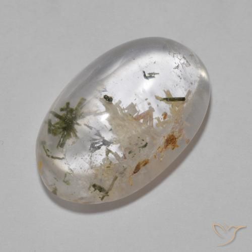 Cuarzo con hedenbergita Multicolor natural de 14.35 ct, Ovalada, Transparente