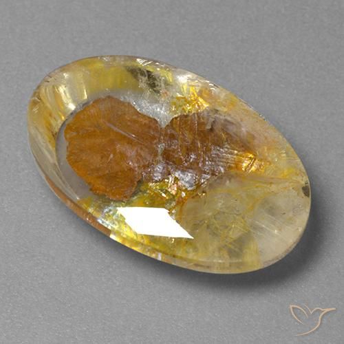 Cuarzo con marcasita Multicolor natural de 11.77 ct, Ovalada, Transparente