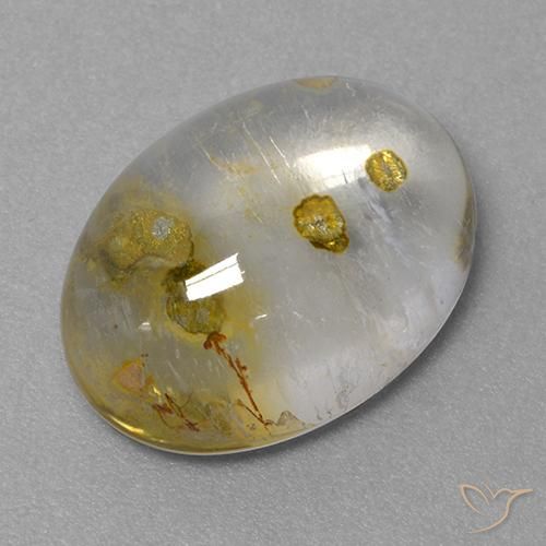 Cuarzo con marcasita multicolor natural de 9,31 ct, corte óvalo, transparente