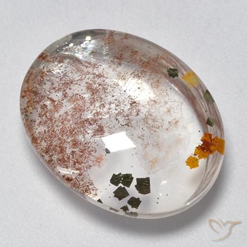 11.95ct Natural Multicolor Cuarzo con marcasita, Ovalada, Transparente