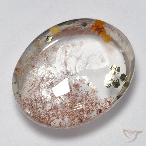Cuarzo con marcasita Multicolor natural de 11.95 ct, Ovalada, Transparente