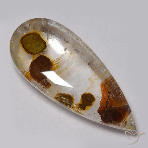 Cuarzo con marcasita Multicolor natural de 25.27 ct, En forma de pera, Transparente