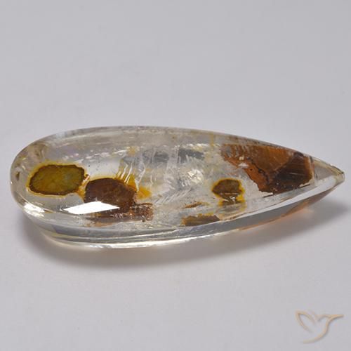 Cuarzo con marcasita Multicolor natural de 25.27 ct, En forma de pera, Transparente