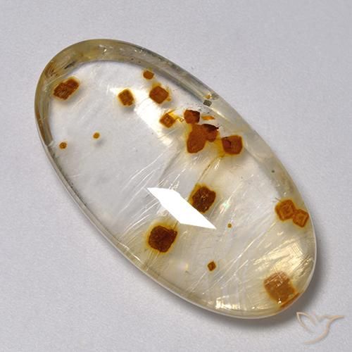 Cuarzo con marcasita Multicolor natural de 31.46 ct, Ovalada, Transparente