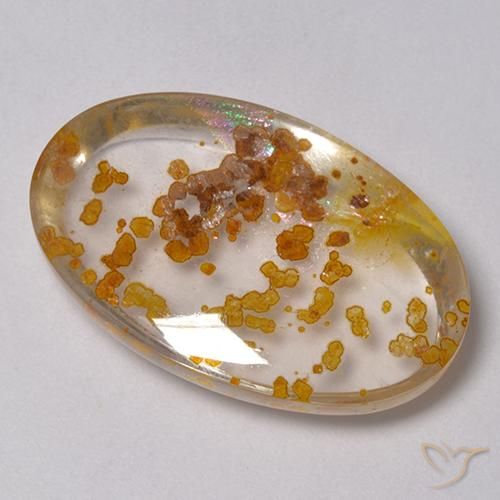 Cuarzo con marcasita Multicolor natural de 23.59 ct, Ovalada, Transparente