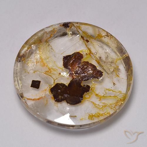 42.66ct Natural Multicolor Cuarzo con marcasita, Redondo, Transparente
